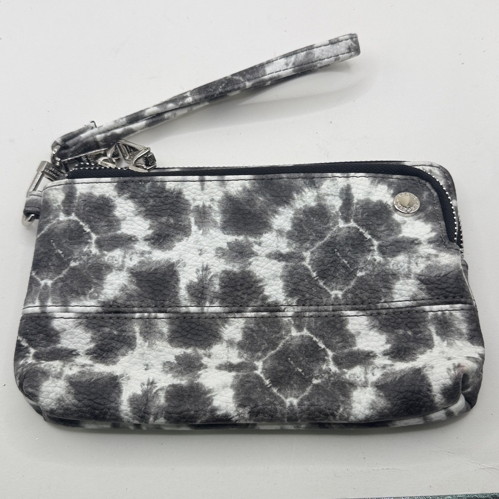 Steve Madden Monochrome Gray White Tie Dye Wristlet Bag Purse Wallet - Picture 4 of 12